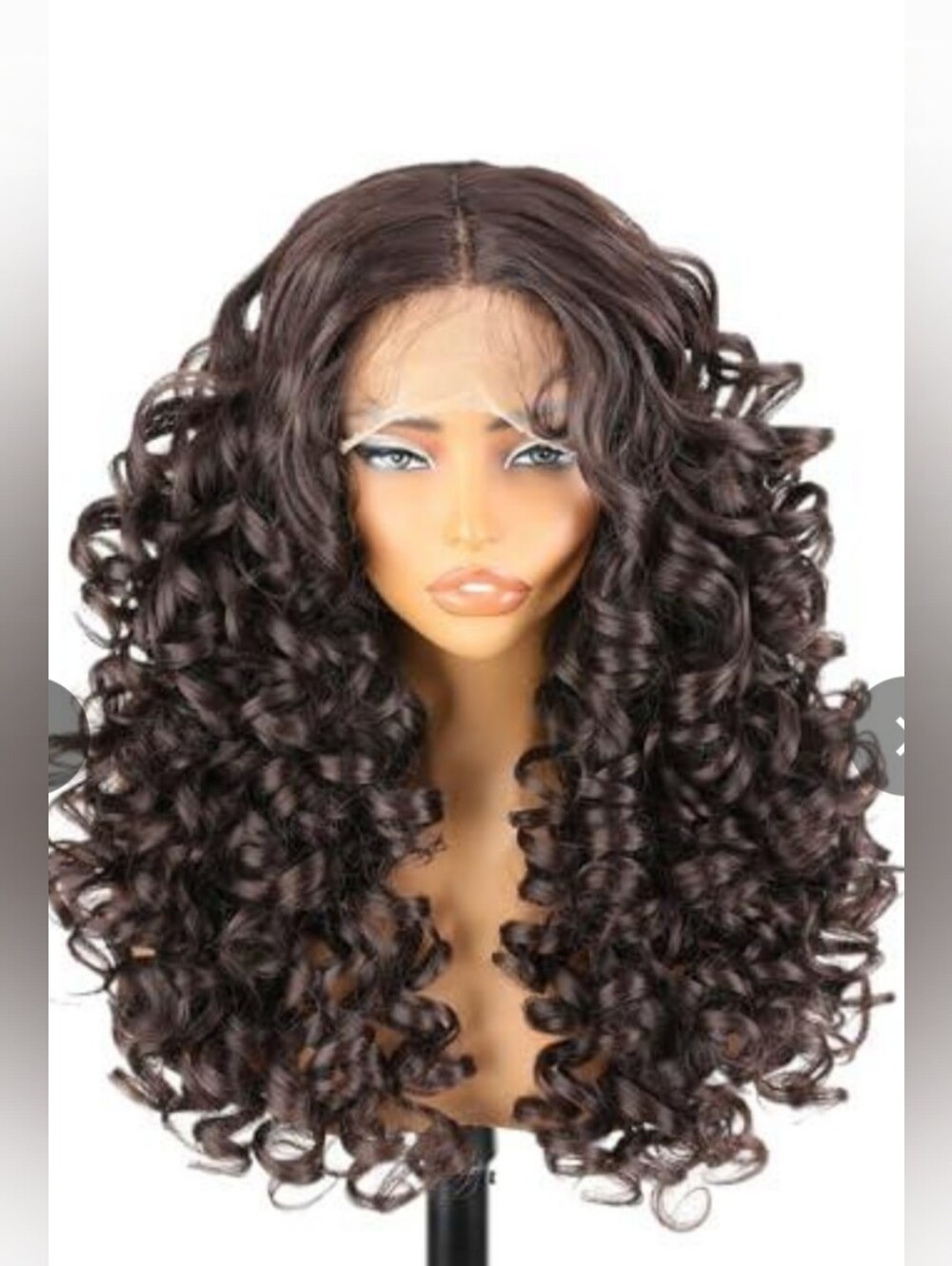 Lace Front Deep Curly Wig in Dark Brown - Natural Volume